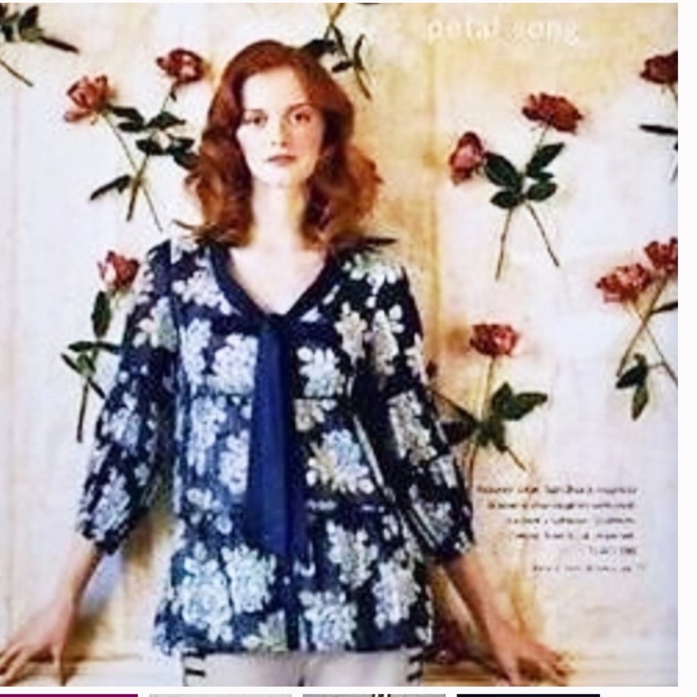 NWOT Anthropologie Odille Faraway Tie Peasant Blouse